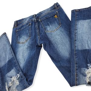 V.I.P. Jeans. Destroyed Mid Rise Skinny Jean